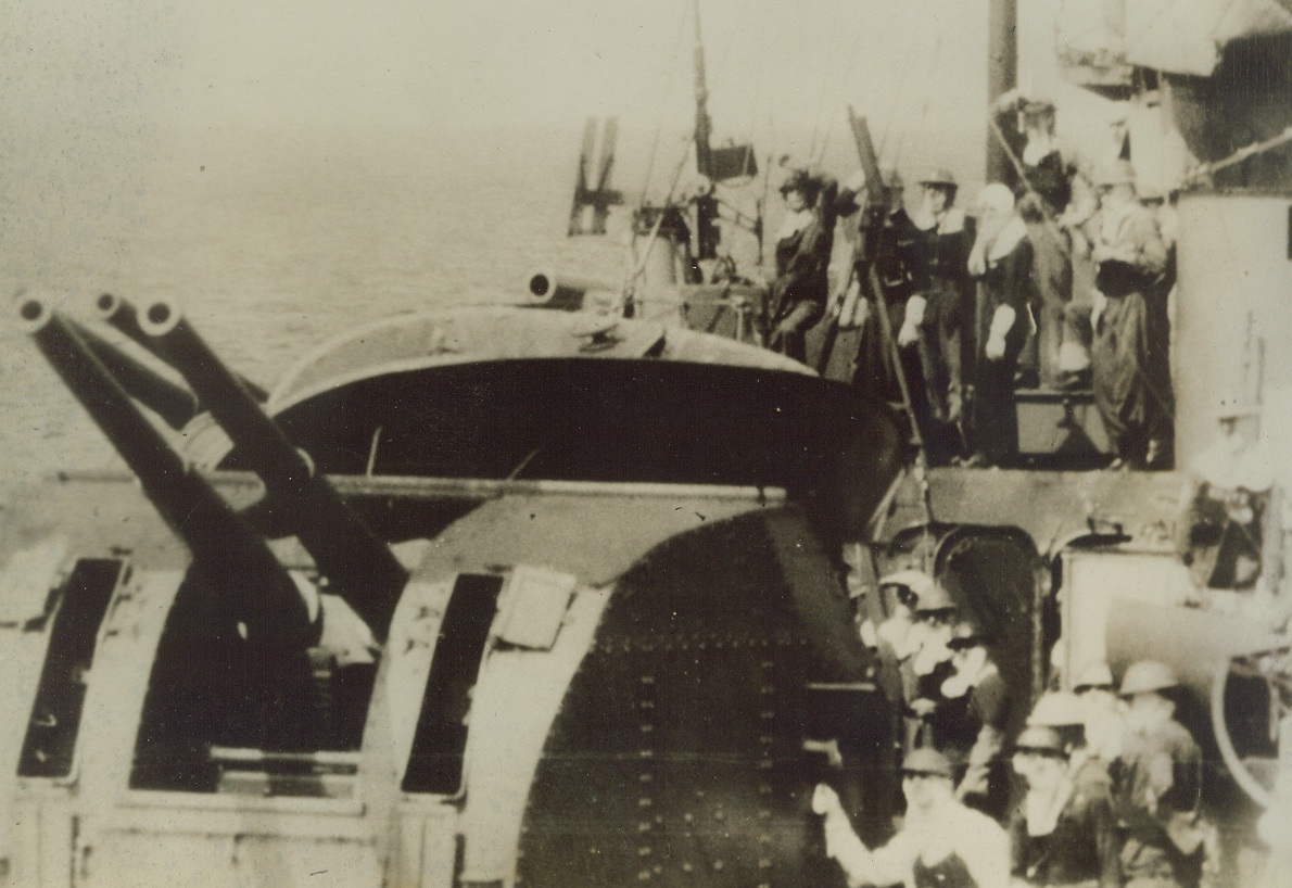 Ready for Jap Bomb Attack, 10/7/1942. Solomon Islands – A gun crew on an American cruiser stand by their weapon as the crew gets ready for a Jap high-level bombing attack during the fighting in the Solomon Islands. Passed by Censors. Credit: ACME;