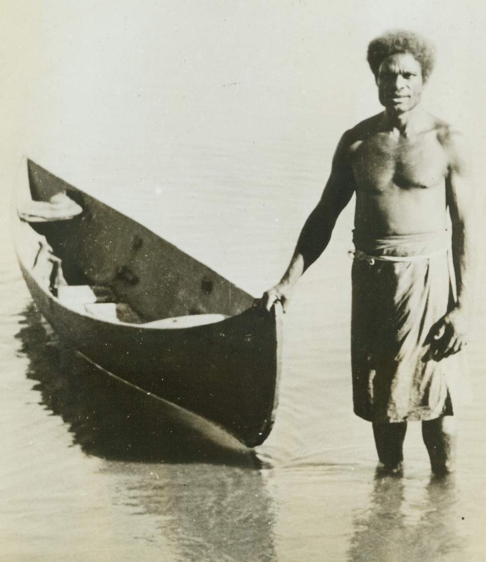Solomon Island Hero, 10/8/1942. Guadalcanal, Solomon Islands – Sergeant Major Vootha of the Native Police, who was captured recently by the Japs at Guadalcanal and tortured with a bayonet when he refused to give any information about the Americans there. Left for dead, Vootha escaped and returned to a U.S. Marine camp with valuable information. This photo was taken before his capture. Credit: U.S. Marine photo from ACME;