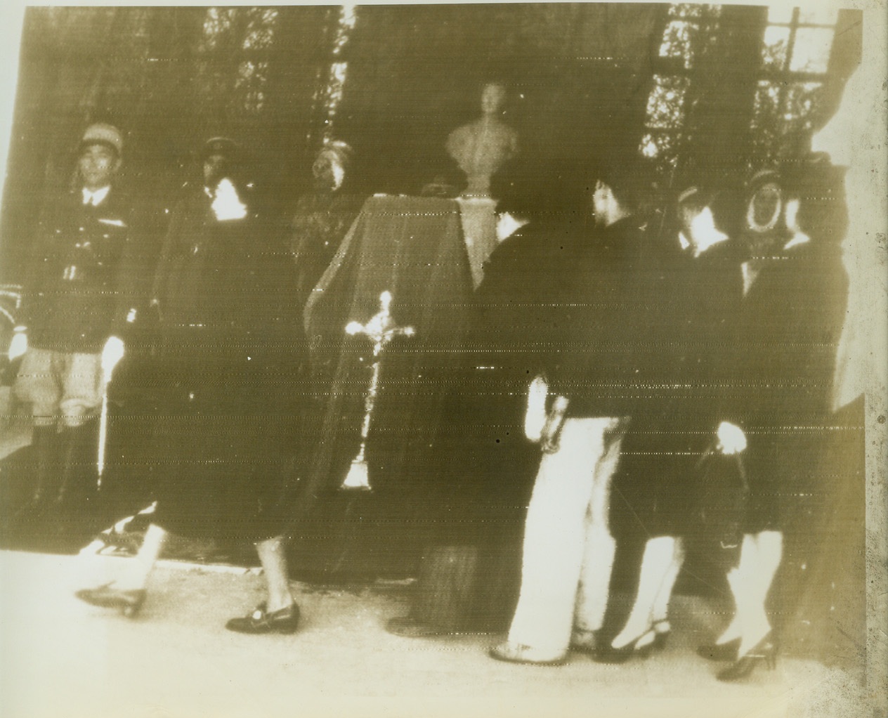 LAST RESPECTS TO SLAIN DARLAN, 12/28/1942. ALGIERS – Civilians file past the body of Admiral Jean Francois Darlan as it lies in state in a government building in Algiers. Reportedly, the assassination of the Chief of French North Africa has left little or no confusion among his followers who eagerly lined up with General Henri Giraud. (Photo radioed to N.Y. today) Credit: OWI Radiophoto from ACME;