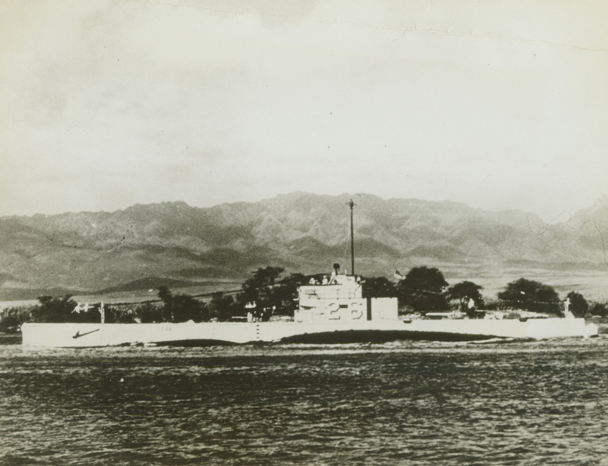 U.S. Sub Sank in Collision, 2/7/1942. Washington, D.C.—The U.S. Navy on Feb. 7th announced that the United States submarine S-26 was sunk in a collision with another U.S. Naval vessel on the night of Jan 24th off Panama. There were three survivors. There were thrown clear of the bridge when the ships collided. Other members of the crew perished. Photo shows the United States Submarine S-26.Credit: U.S. Navy official photo from ACME.;