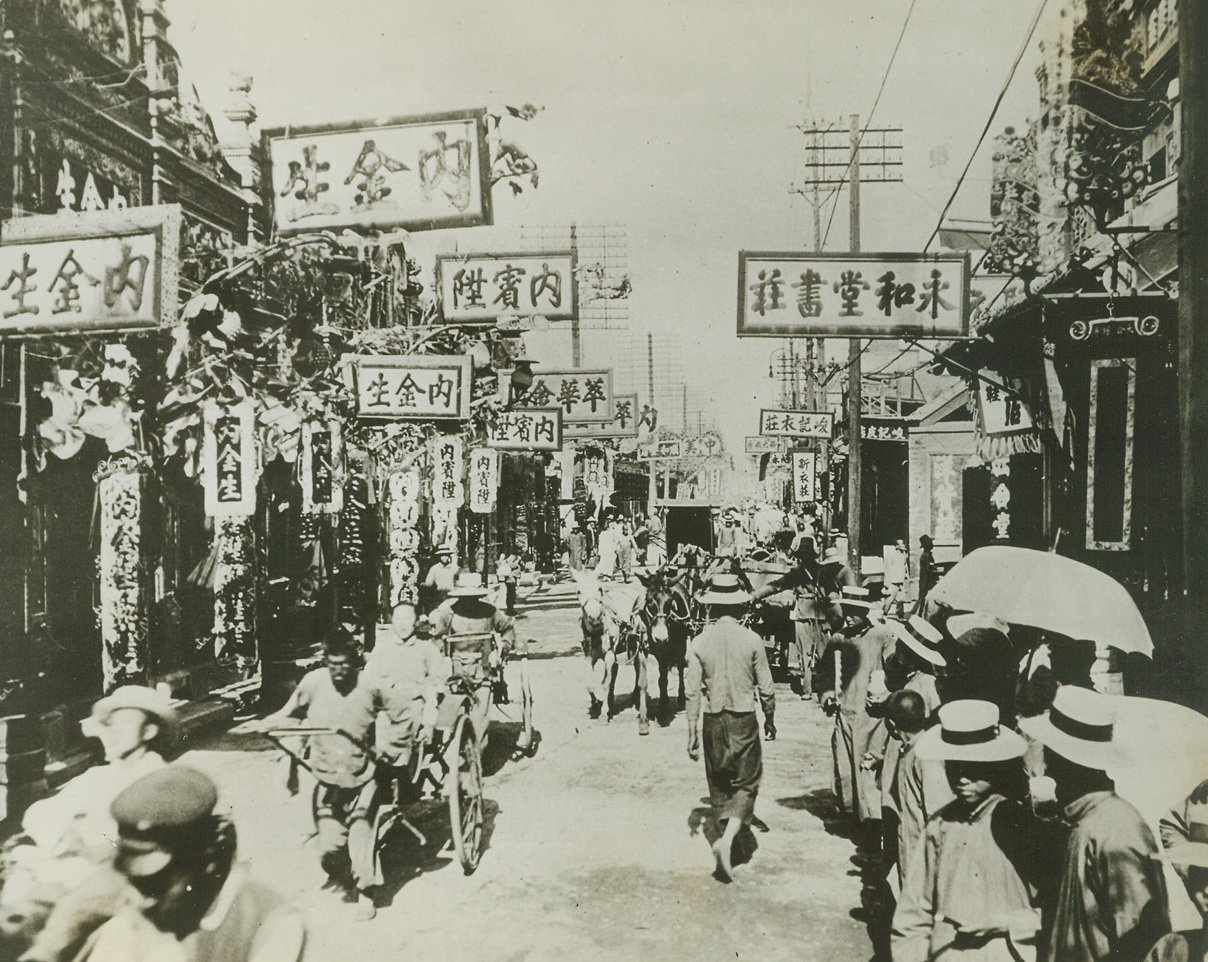 Superfortresses Blast Manchuria, 7/28/1944. Carrying out their third raid on Japanese military objectives, U.S. Army Superfortresses have smashed at industrial targets in the Mukden area of Manchuria. The area is a concentration of heavy industries including steel, synthetic oil and ordnance. Mukden, shown above, is a city of 2,880,000. Among its industries are the Mukden Arsenal, which manufactures arms and munitions and operates a power plant. Credit: ACME;