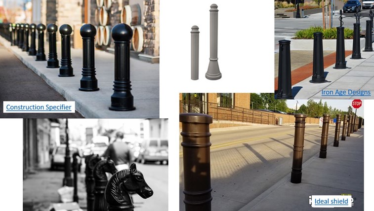 Still more examples of linear bollard covers.
