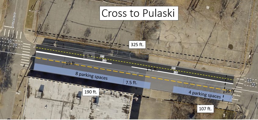 Design concept of cycletrack from Cross to Pulaski.