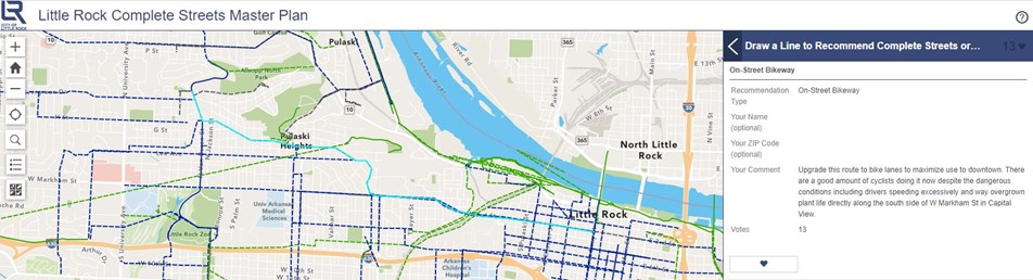 Kavanaugh on the Complete Streets: Bicycle Plan interactive map.