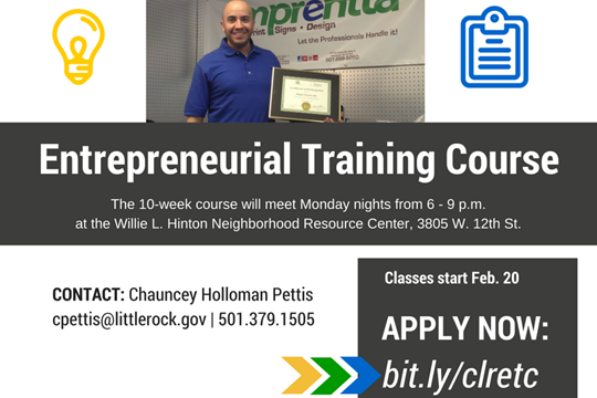 LR Now Accepting Applications for Entrepreneurial Training Course)