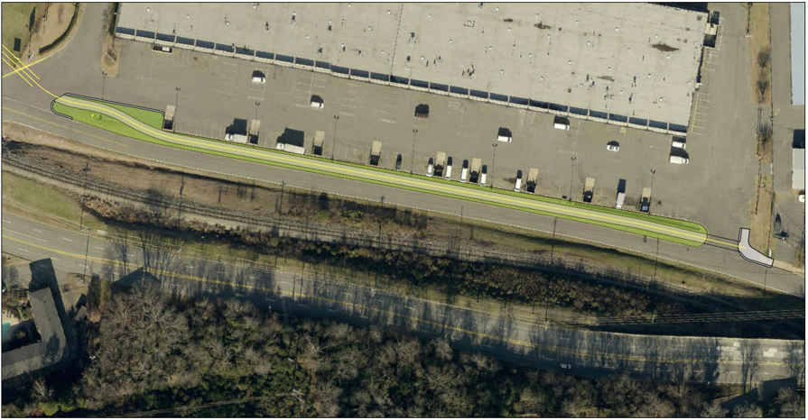 Proposed alignment of a sidepath to the north of N. Cantrell Road.