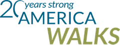 America Walks 20 year strong logo