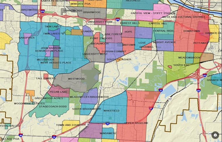 color map of neighborhood associations