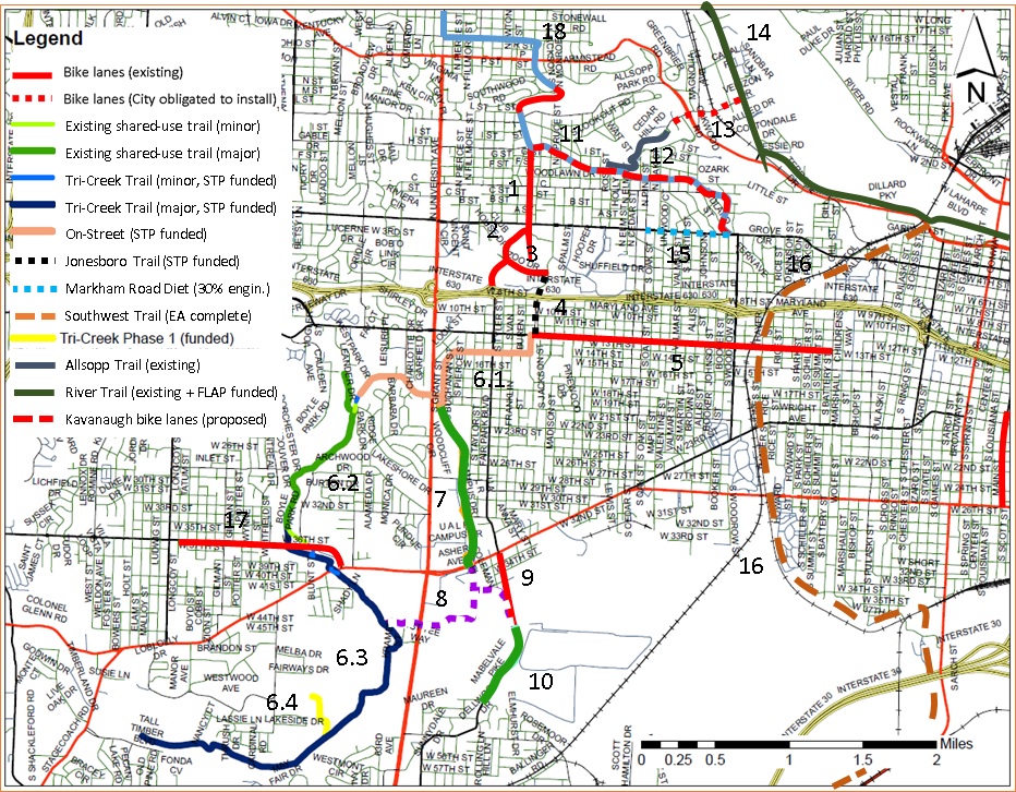 Map of the continuous connectivity created by the Tri-Creek Greenway project.
