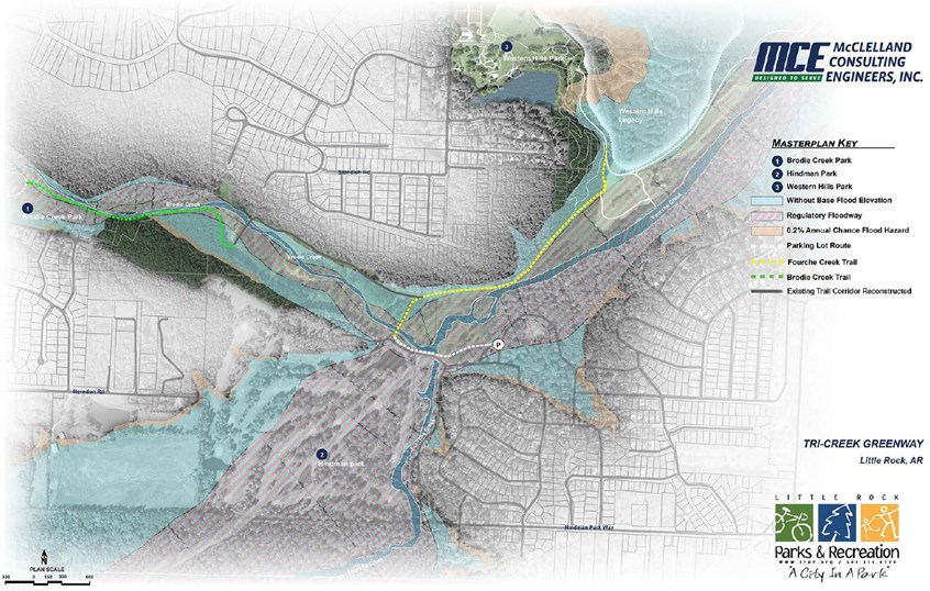 Map of the original Tri-Creek Greenway Phase 2 scope of work.
