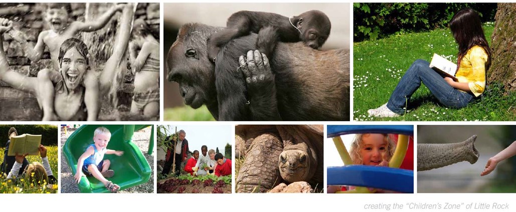 Photo collage visioning Jonesboro as the "Children's Trail".