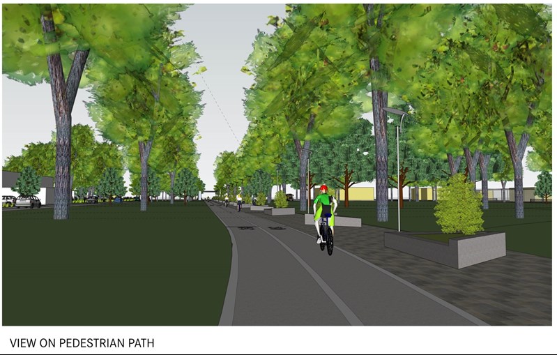 Concept drawing of lighting and other elements between 12th Street and the overpass will help create a comfortable corridor.