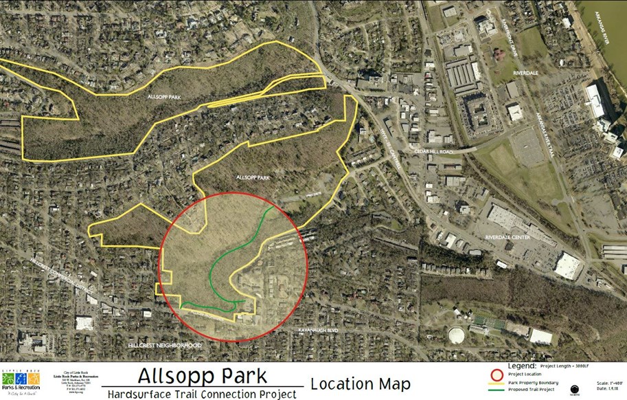 Map showing the new and old portions of the Allsopp Trail.