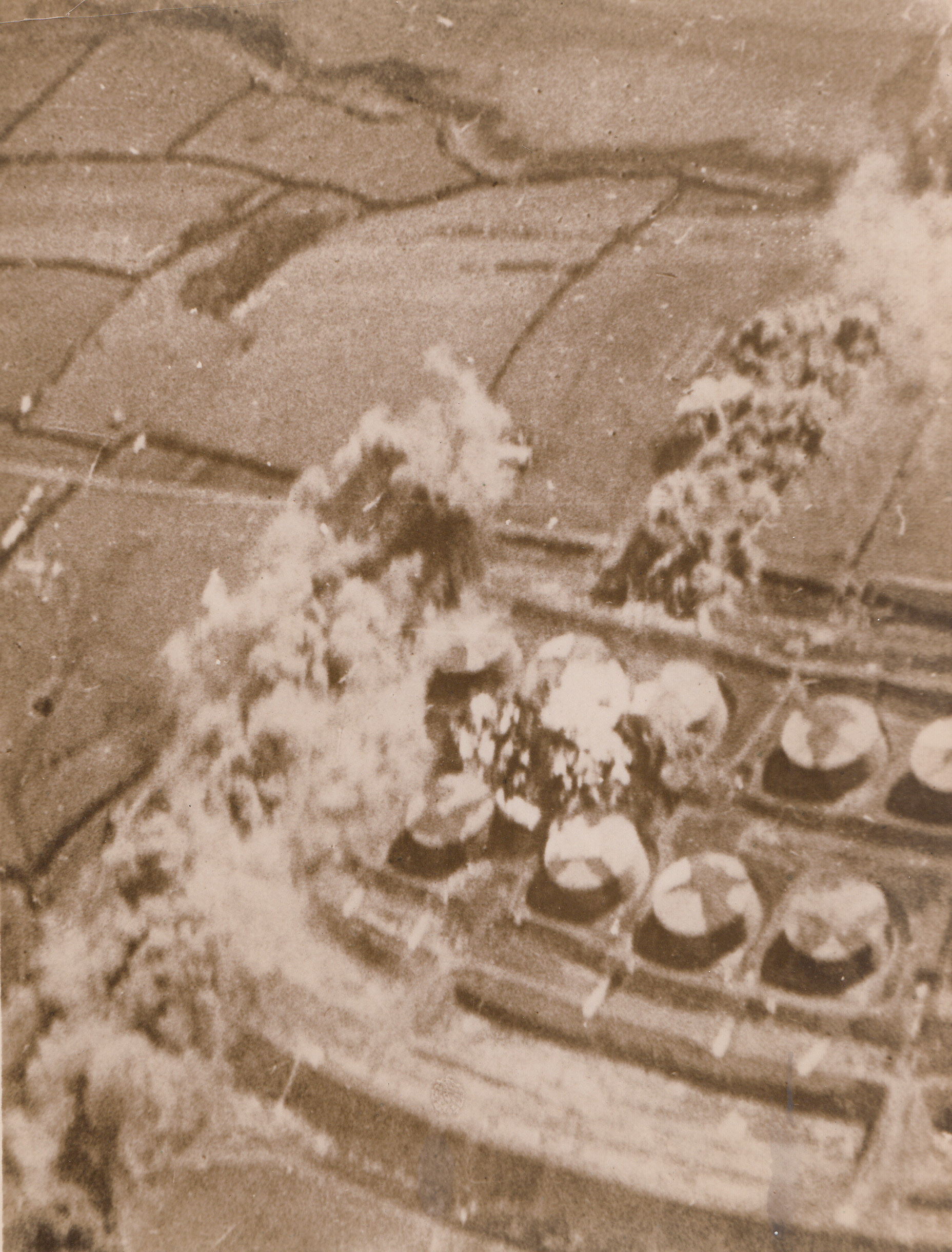 German Bombs Fire British Oil Tanks, 12/29/1940  ENGLAND – British oil storage tanks at Pembroke Dock burning, after bombing by German planes, according to Berlin-approved caption.;